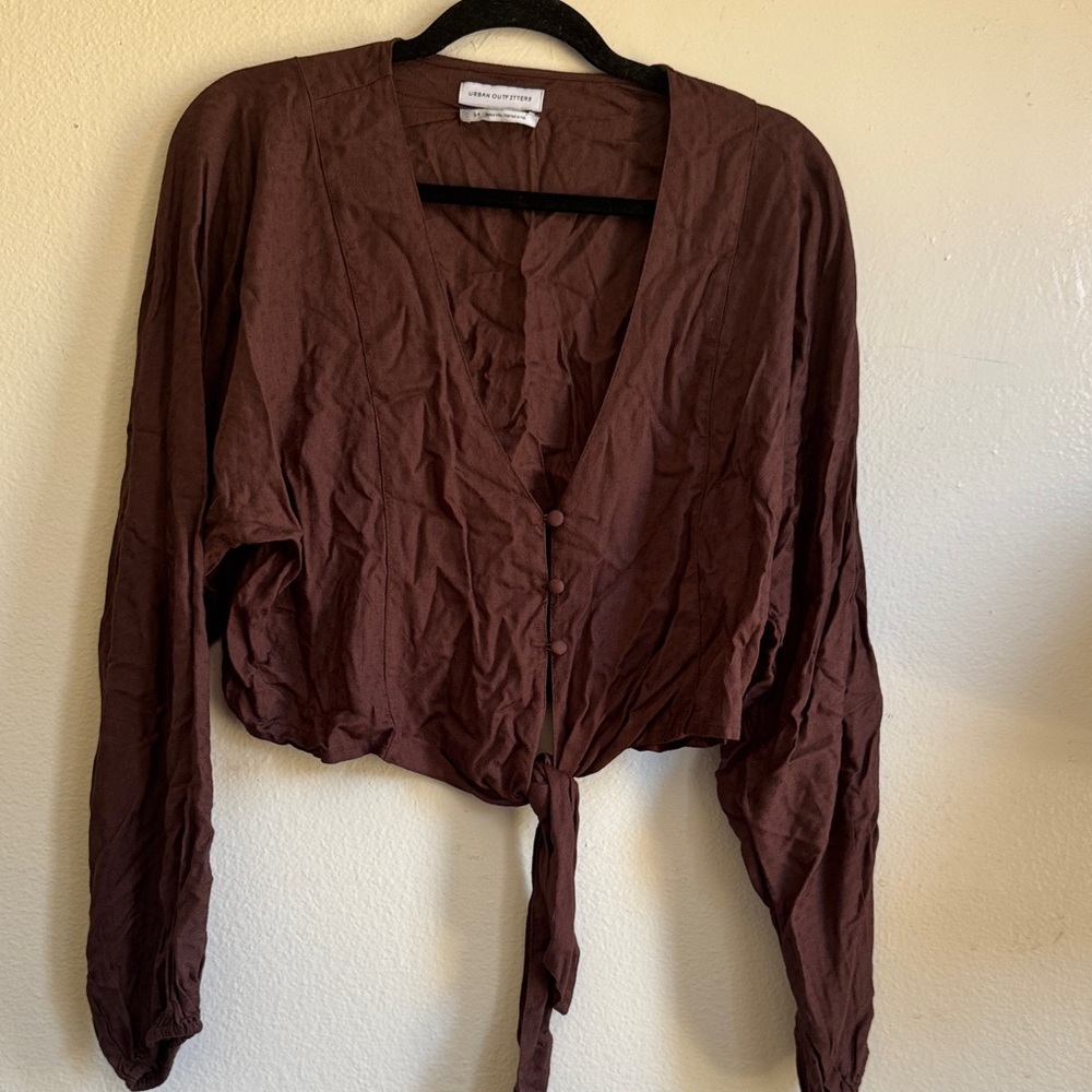 Urban Outfitters Chocolate Tie Front Blouse